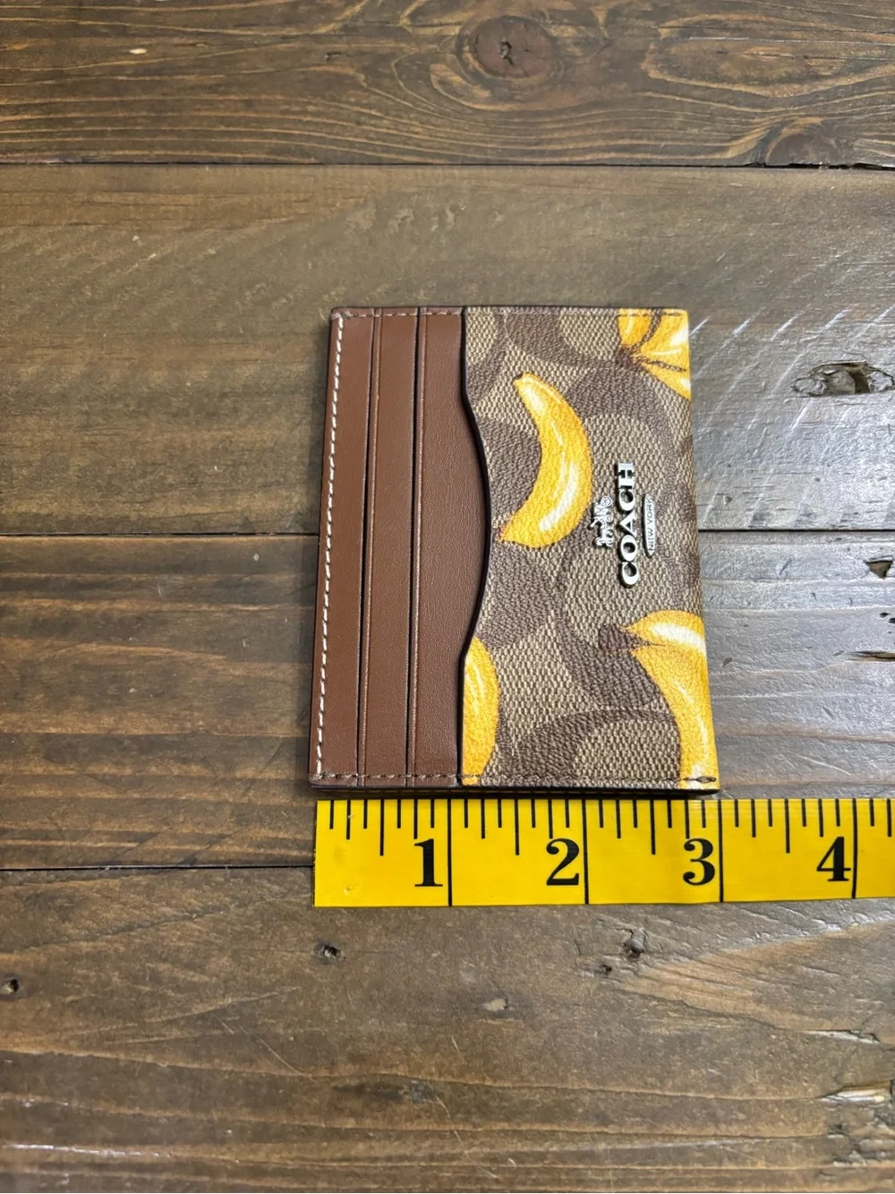 Coach Slim ID Card Case in Signature C and Banana Print